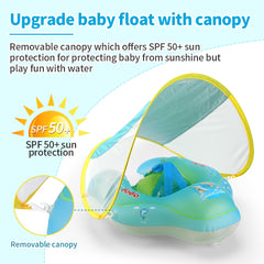 Baby Swimming Float With Canopy Inflatable Infant Floating Ring Kids Swim Pool Accessories Circle Bathing Summer Toys Bundle Of Joy Emporium