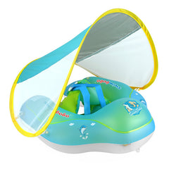 Baby Swimming Float With Canopy Inflatable Infant Floating Ring Kids Swim Pool Accessories Circle Bathing Summer Toys Bundle Of Joy Emporium