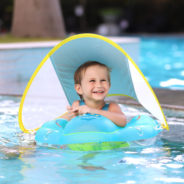 Baby Swimming Float With Canopy Inflatable Infant Floating Ring Kids Swim Pool Accessories Circle Bathing Summer Toys Bundle Of Joy Emporium