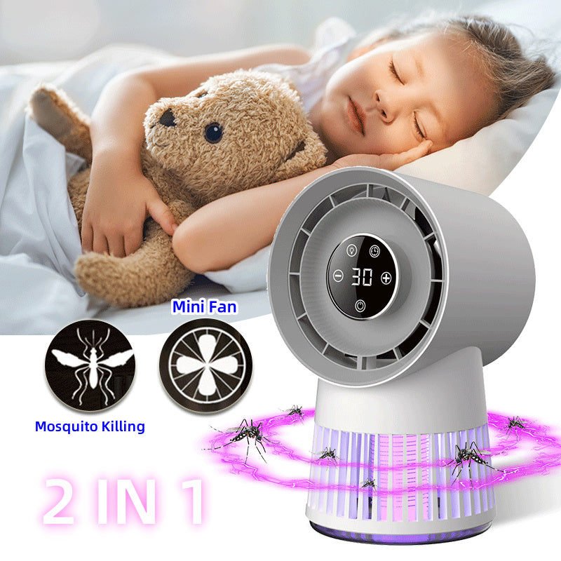 Creative 2-in-1 Mosquito Killing Mini Desk Fan Electric Mosquito Killer USB Rechargeable Fan Night Lamp Home And Outdoor Supplies My Store